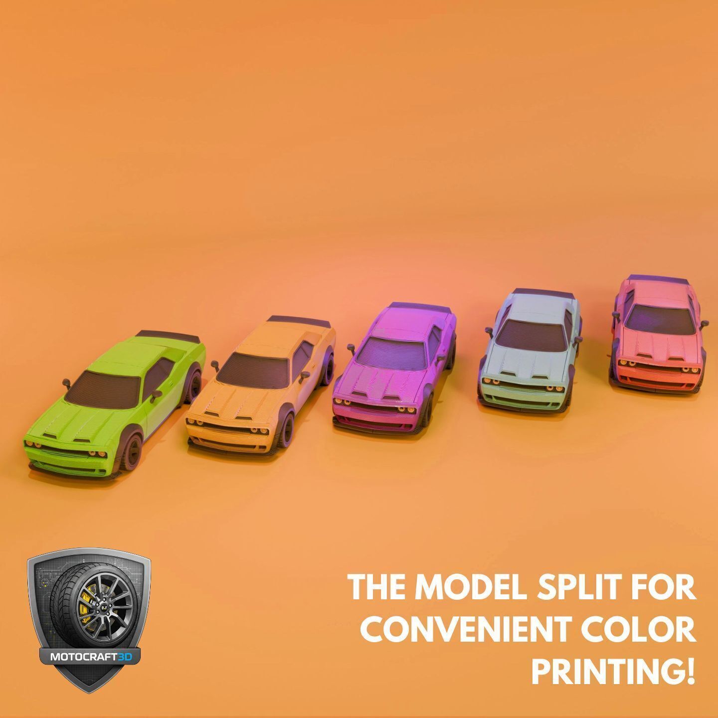 Bold Dodge Challenger - Printable STL - Personal Use 3D print model_3