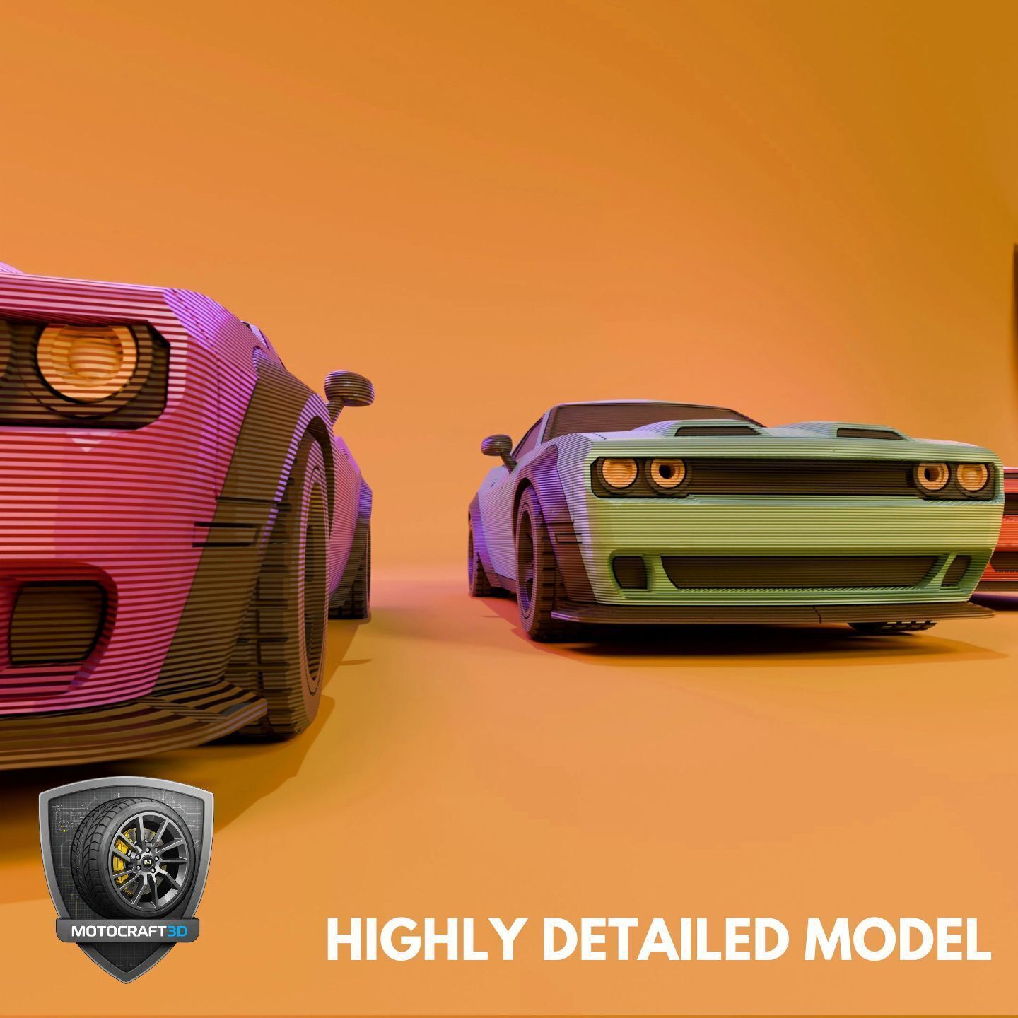 Bold Dodge Challenger - Printable STL - Personal Use 3D print model_5