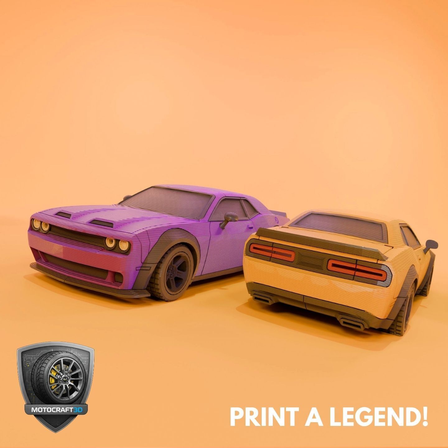 Bold Dodge Challenger - Printable STL - Personal Use 3D print model_9
