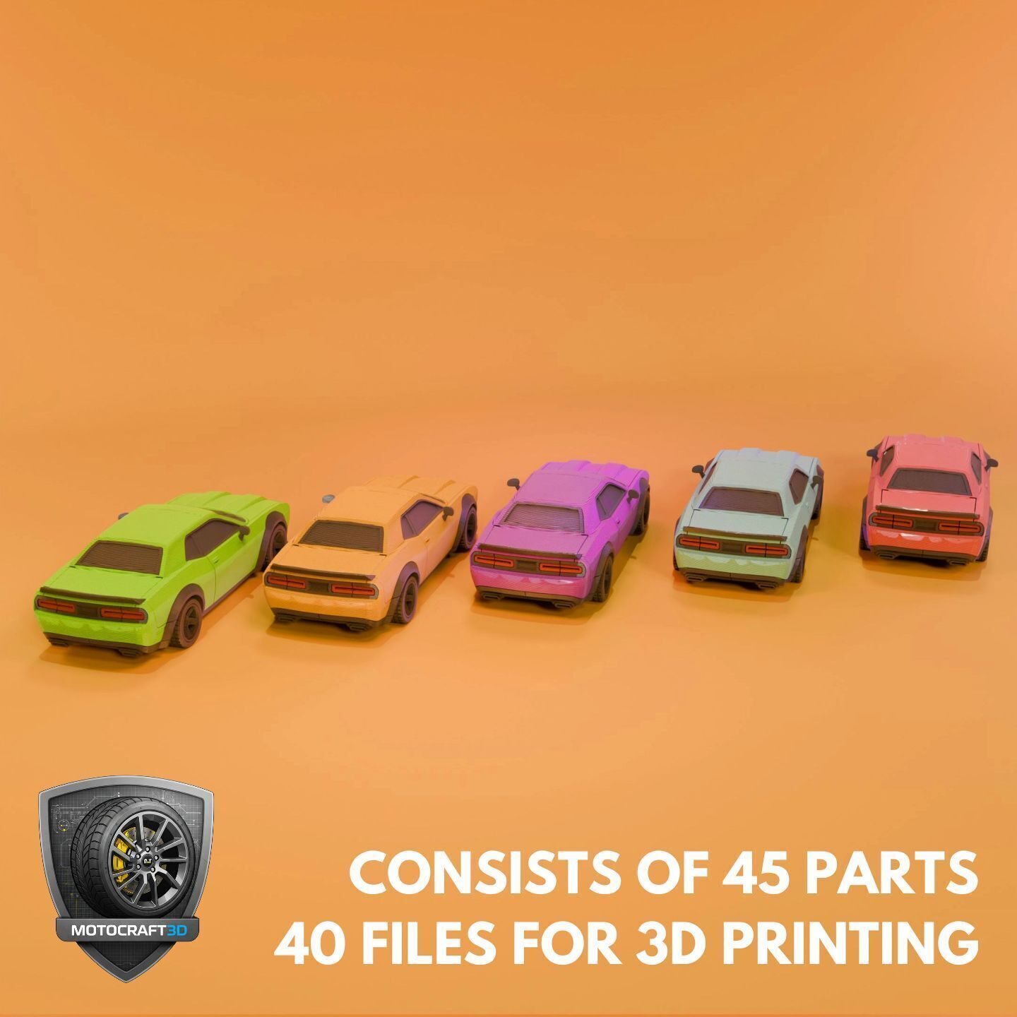 Bold Dodge Challenger - Printable STL - Personal Use 3D print model_4