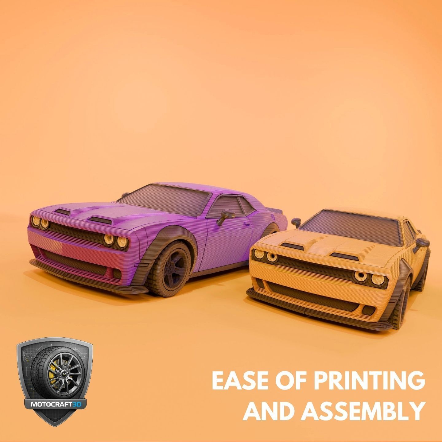 Bold Dodge Challenger - Printable STL - Personal Use 3D print model_8