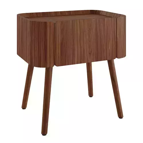 Litfad - Dark Walnut Minimalist Bedside Cabinet
