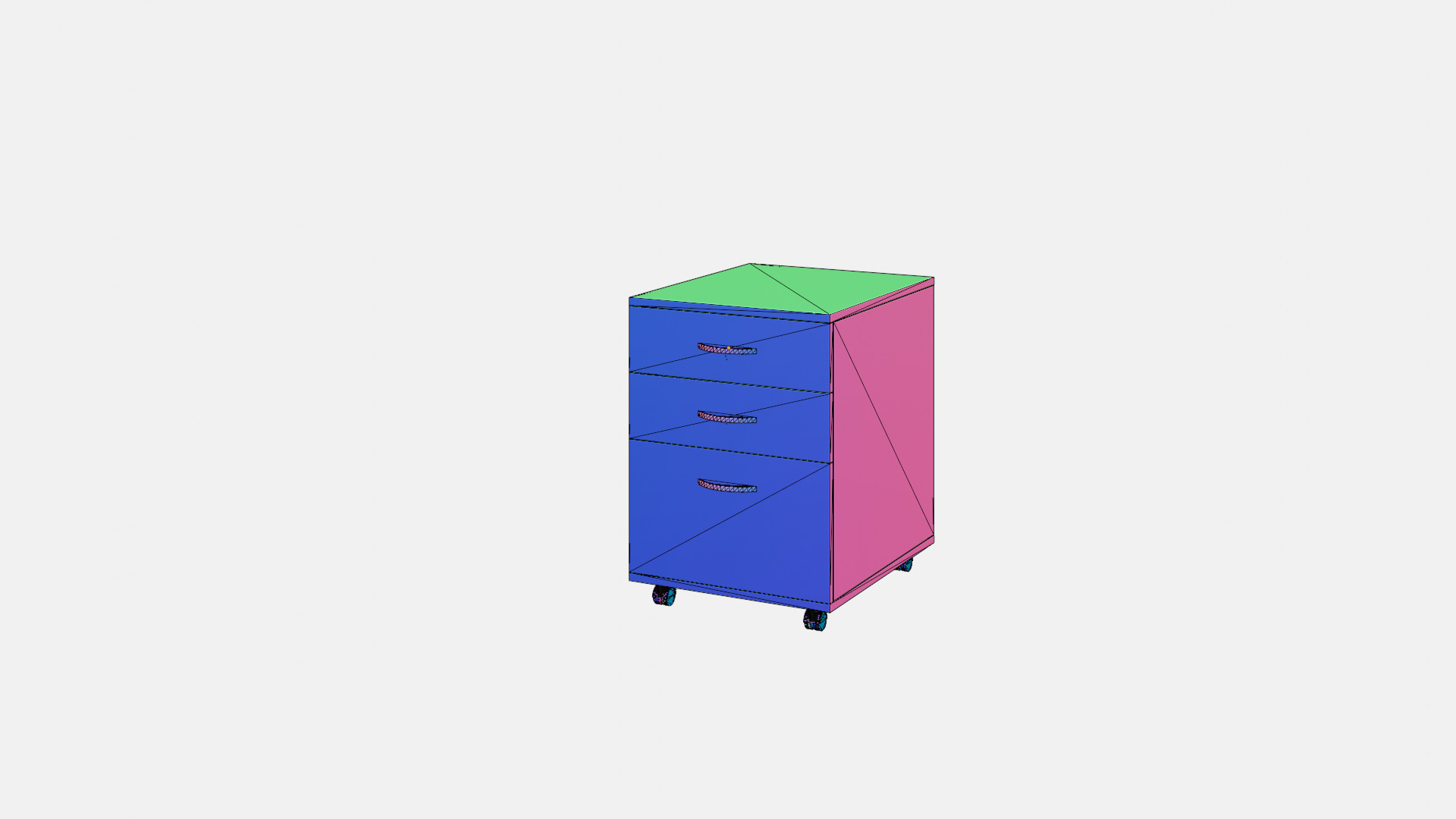 Mobile Pedestal with Three Drawers 442x534x628 Free low-poly 3D model_3