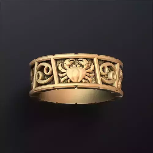 Horoscope Cancer Ring v2 3D print model