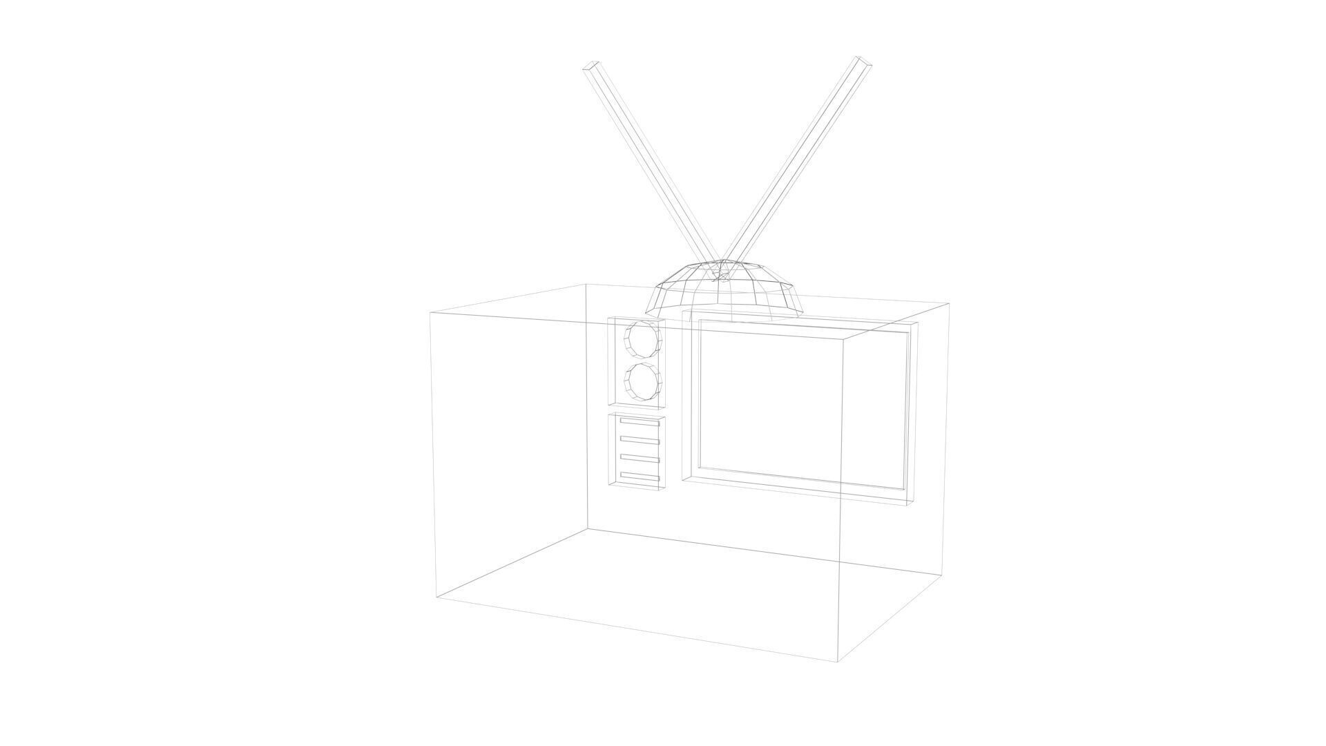 Low Poly Game Ready Old TV Low-poly 3D model_15