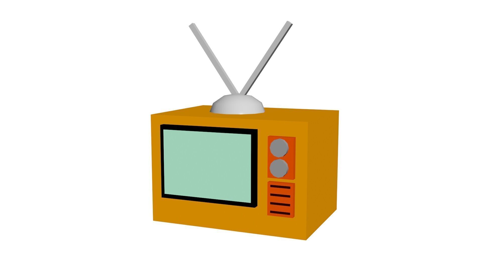 Low Poly Game Ready Old TV Low-poly 3D model_1
