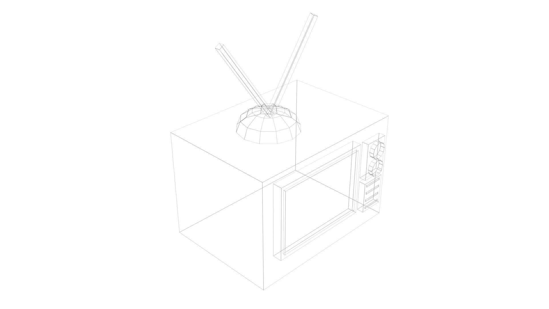 Low Poly Game Ready Old TV Low-poly 3D model_12