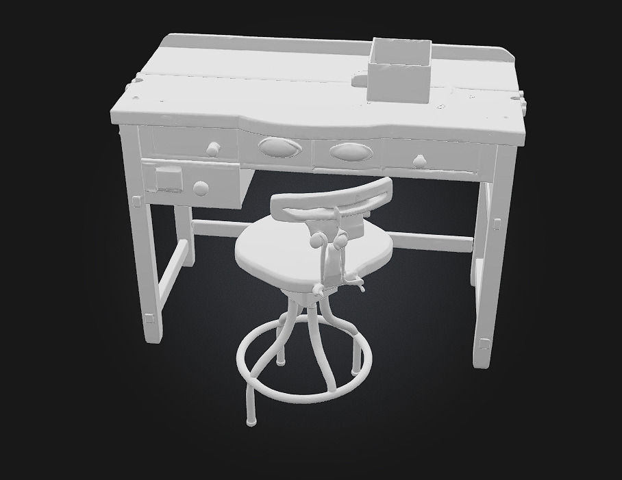 Workbench and Stool  Classic Craftsmanship Corner for Creative 3D model_10
