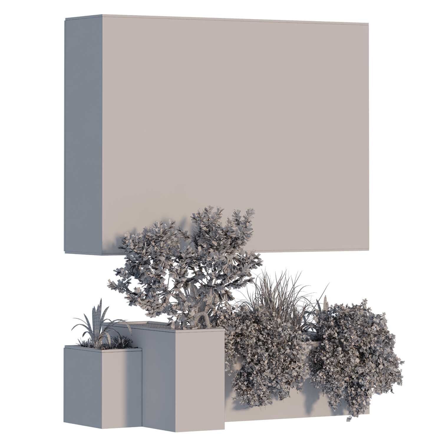 minimal vertical green plant in box set 524 3D model_5