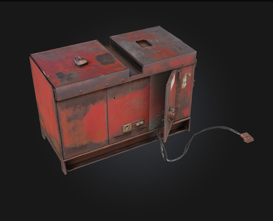 Rusty Generator  Weathered Power Source for Post-Apocalyptic  3D model_1
