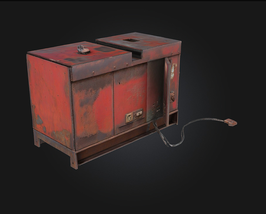 Rusty Generator  Weathered Power Source for Post-Apocalyptic  3D model_4