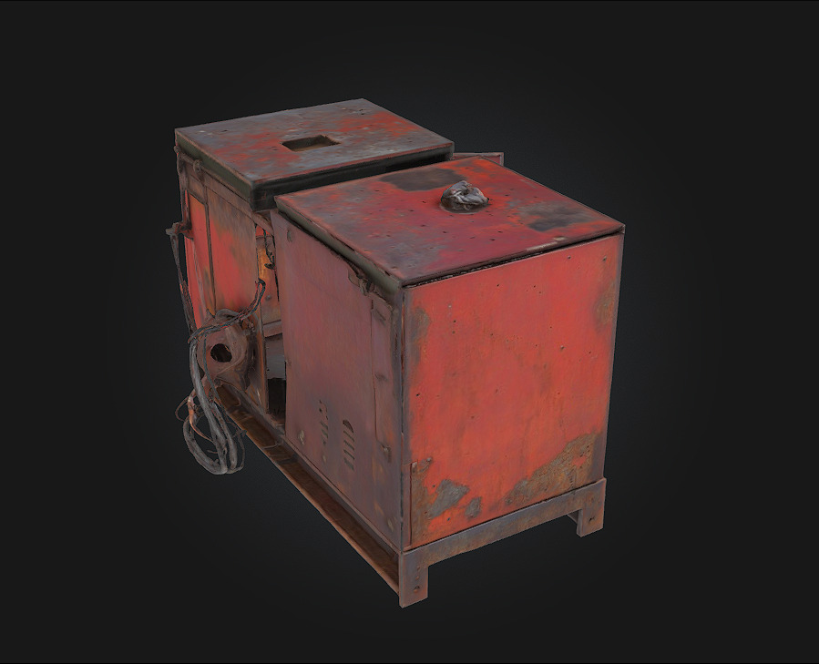Rusty Generator  Weathered Power Source for Post-Apocalyptic  3D model_3