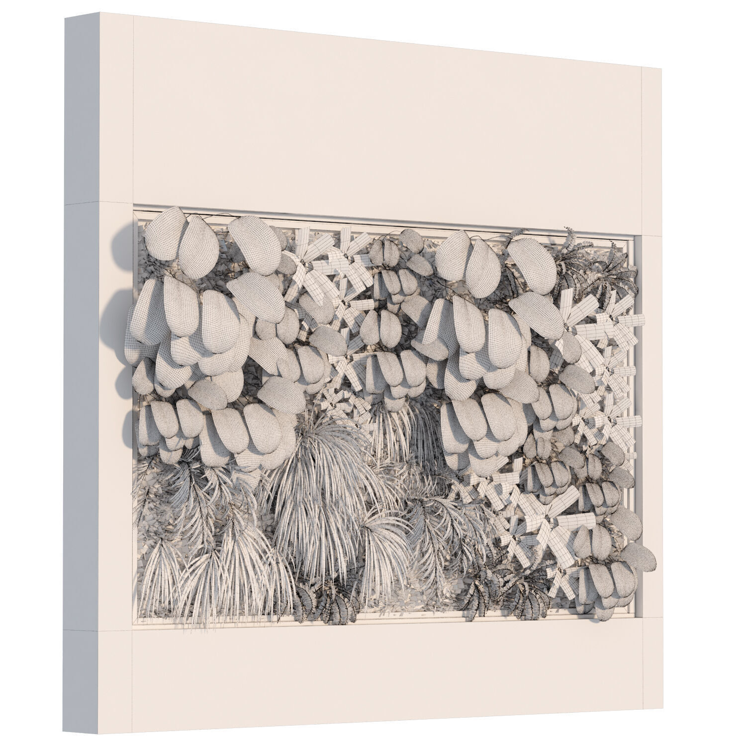 vertical plant in box green wall set 525 3D model_3