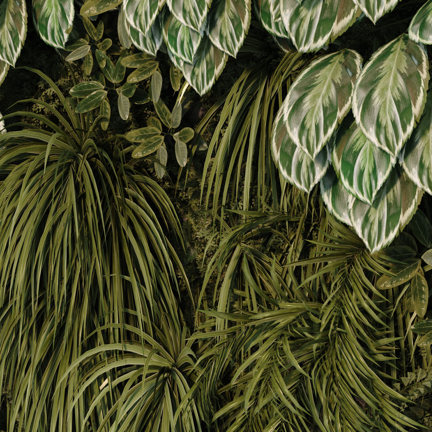 vertical plant in box green wall set 525 3D model_2