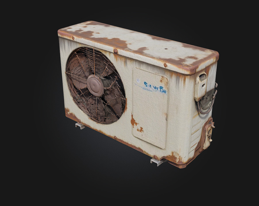 Rusty Air Conditioner Unit  Weathered Appliance for Realistic 3D model_1