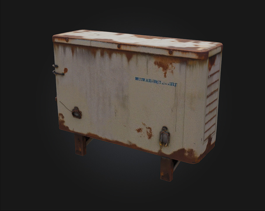 Rusty Air Conditioner Unit  Weathered Appliance for Realistic 3D model_3