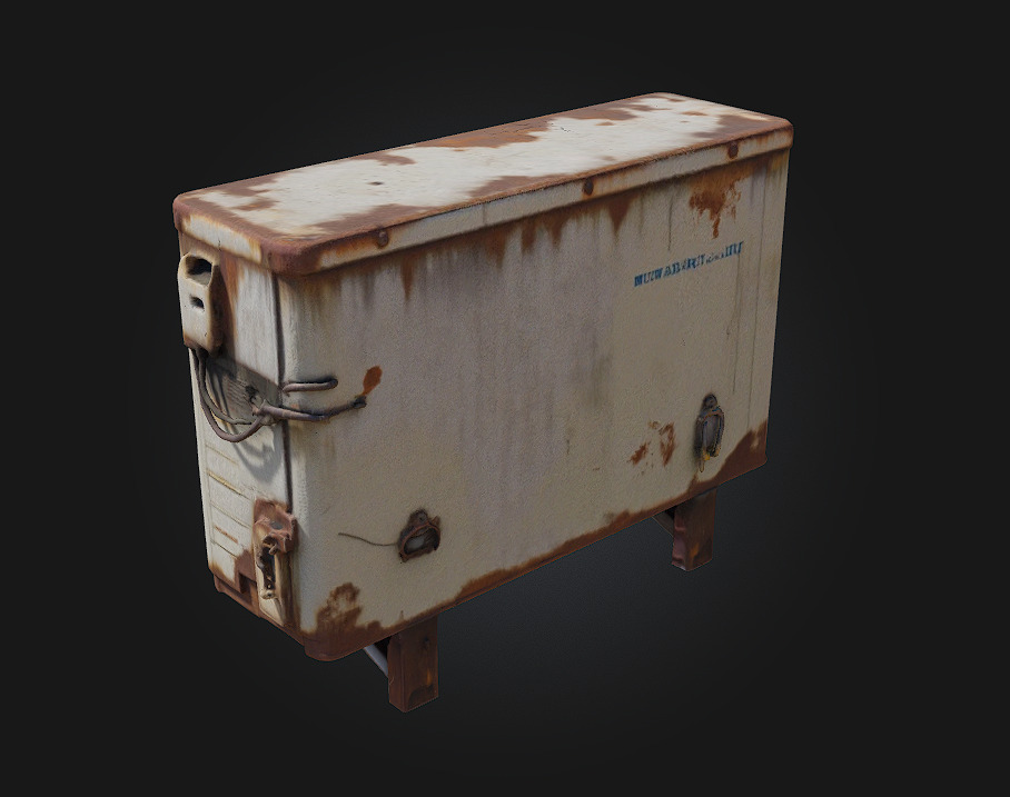 Rusty Air Conditioner Unit  Weathered Appliance for Realistic 3D model_4