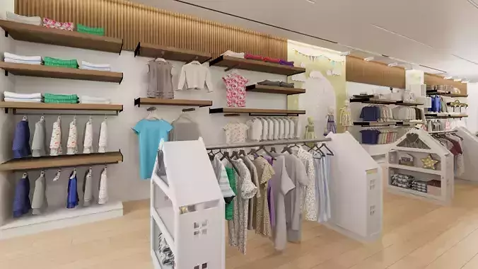 Modern Children Clothing Store Interior 3D Model