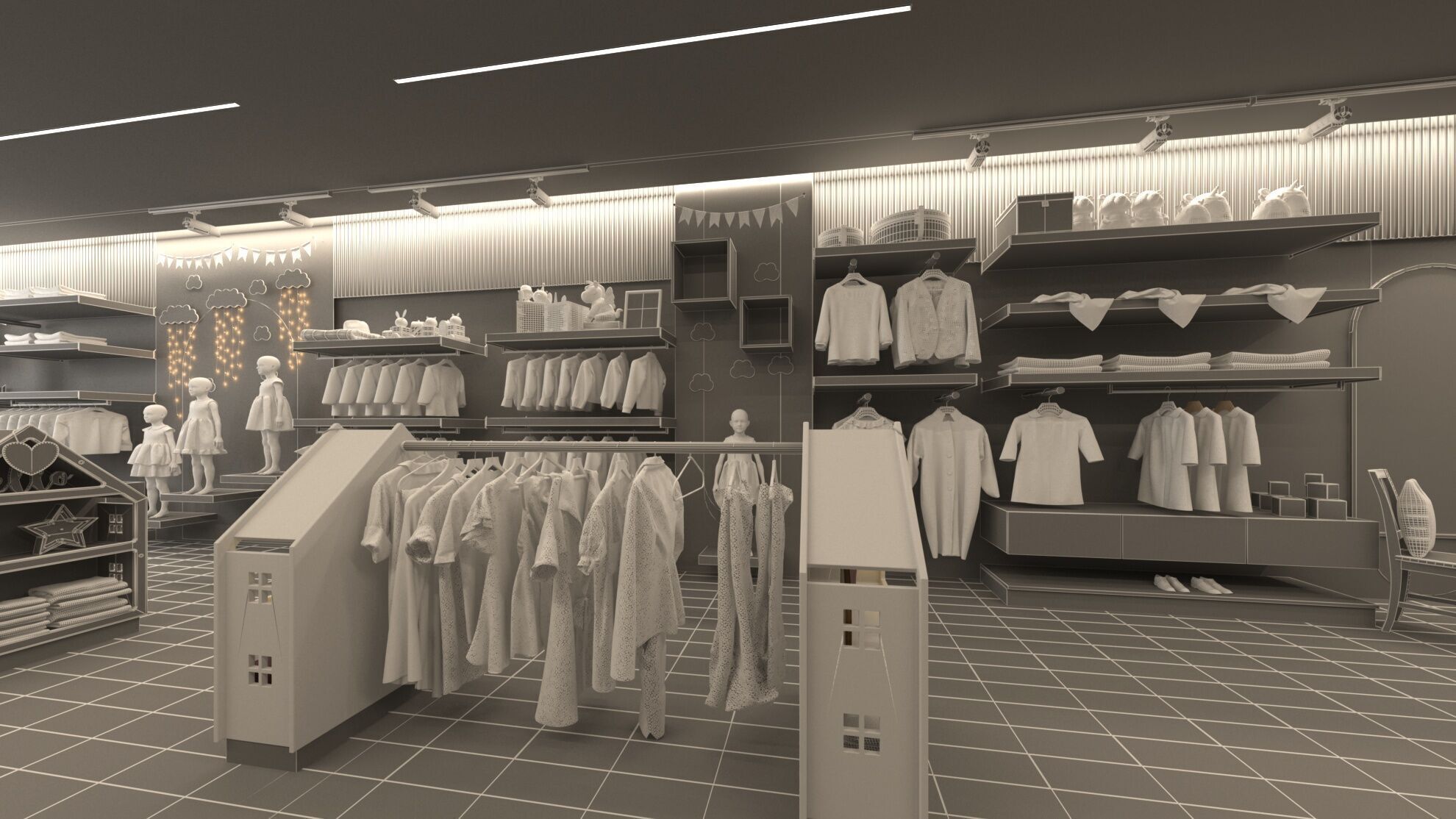 Modern Children Clothing Store Interior 3D Model 3D model_5