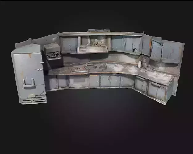 Rustic Dystopian Kitchen  Gritty Charm in Post-Apocalyptic Style