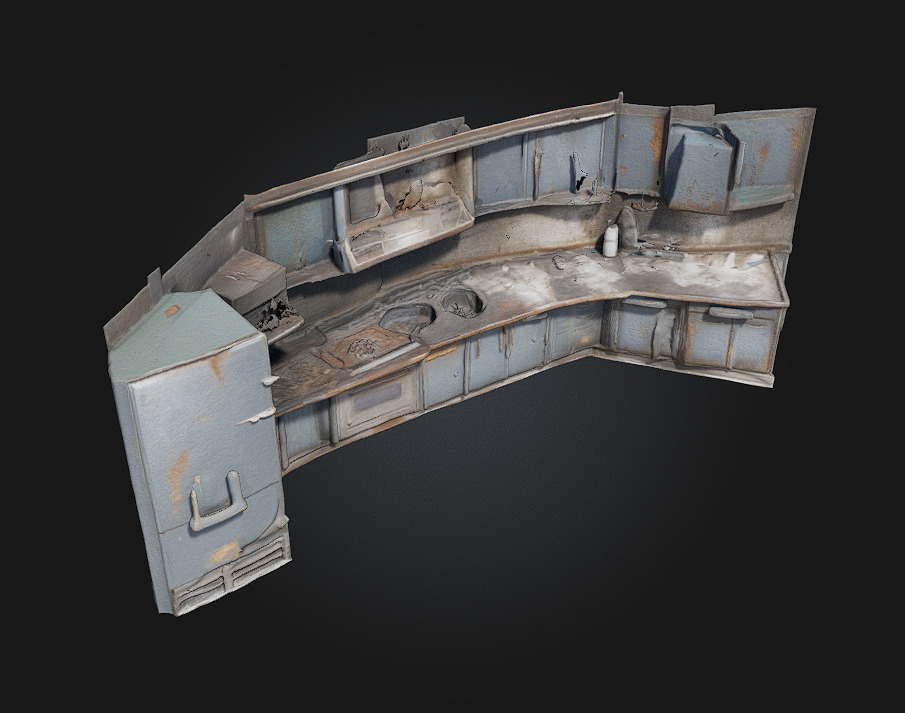 Rustic Dystopian Kitchen Gritty Charm in Post-Apocalyptic Style 3D model_1