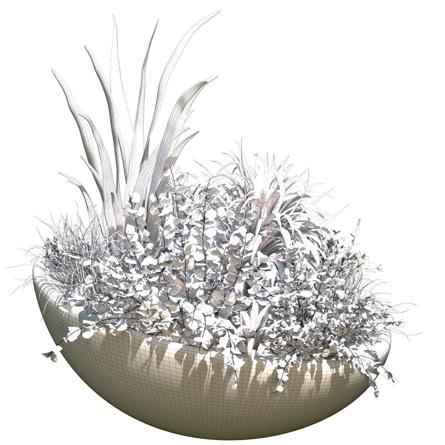 plant in vase set 526 3D model_3