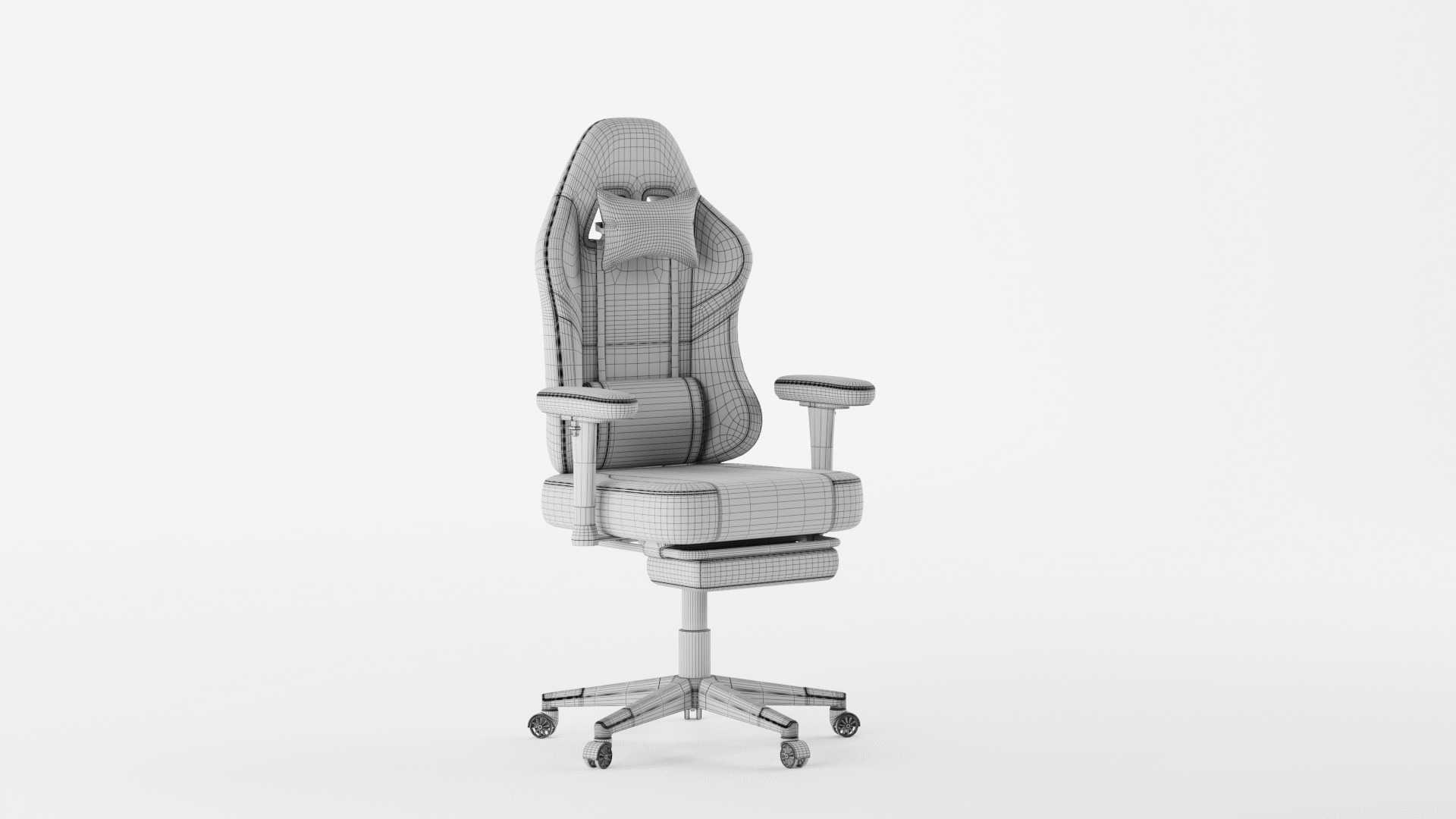 GTRACING Gaming Chair with Footrest 3D model_12