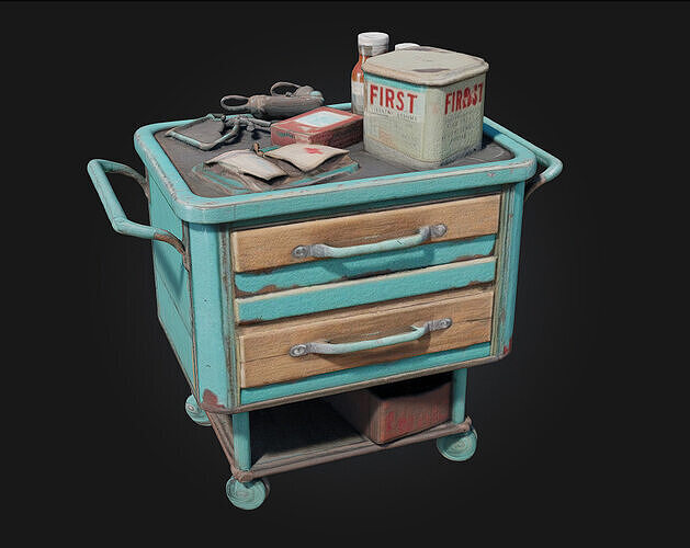 Medical Supply Cart  Essential Detail for Clinical and Emergency 3D model
