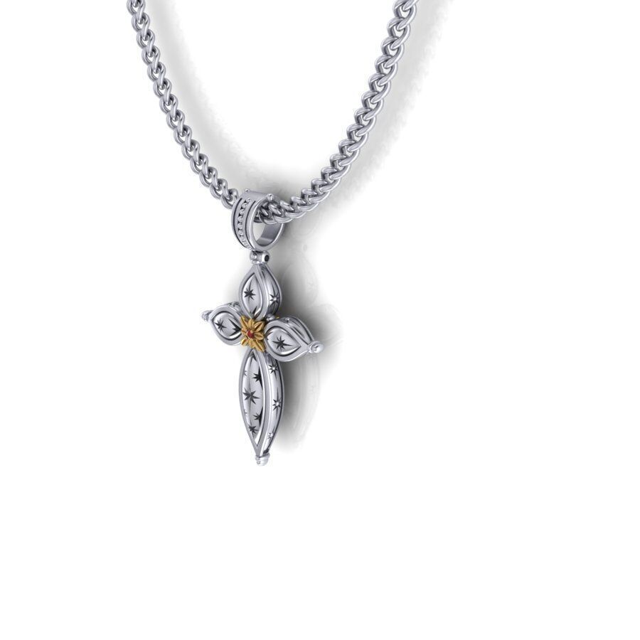 The cross with stars 3D print model_1