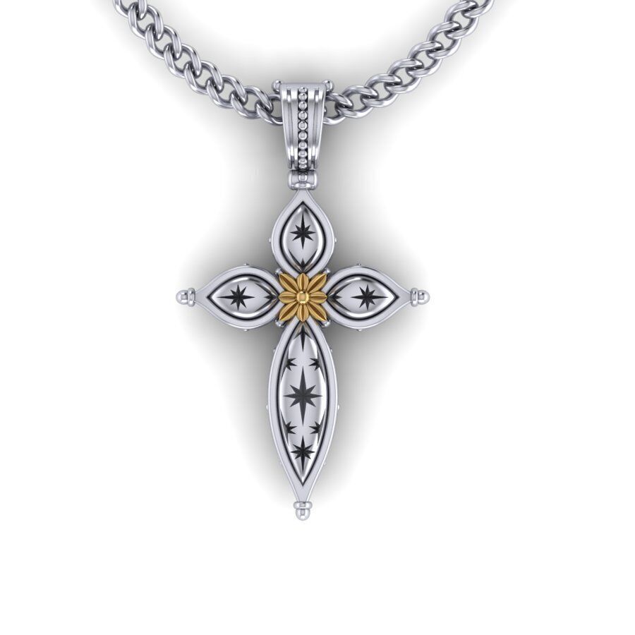 The cross with stars 3D print model_3