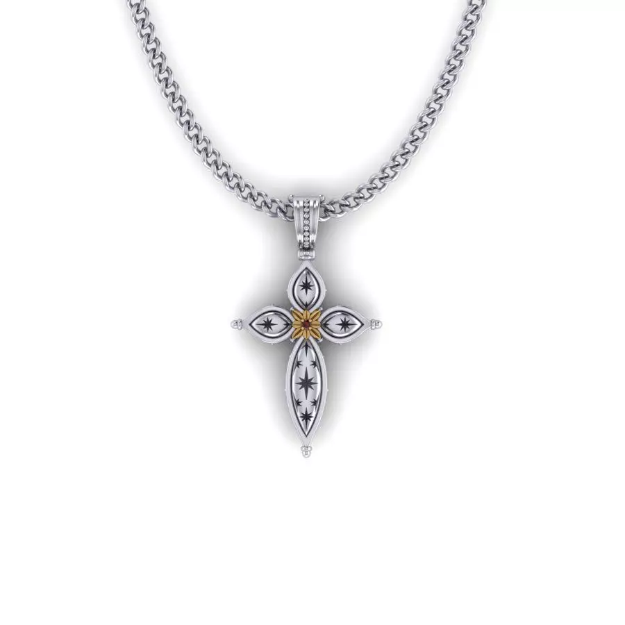 The cross with stars 3D print model_0