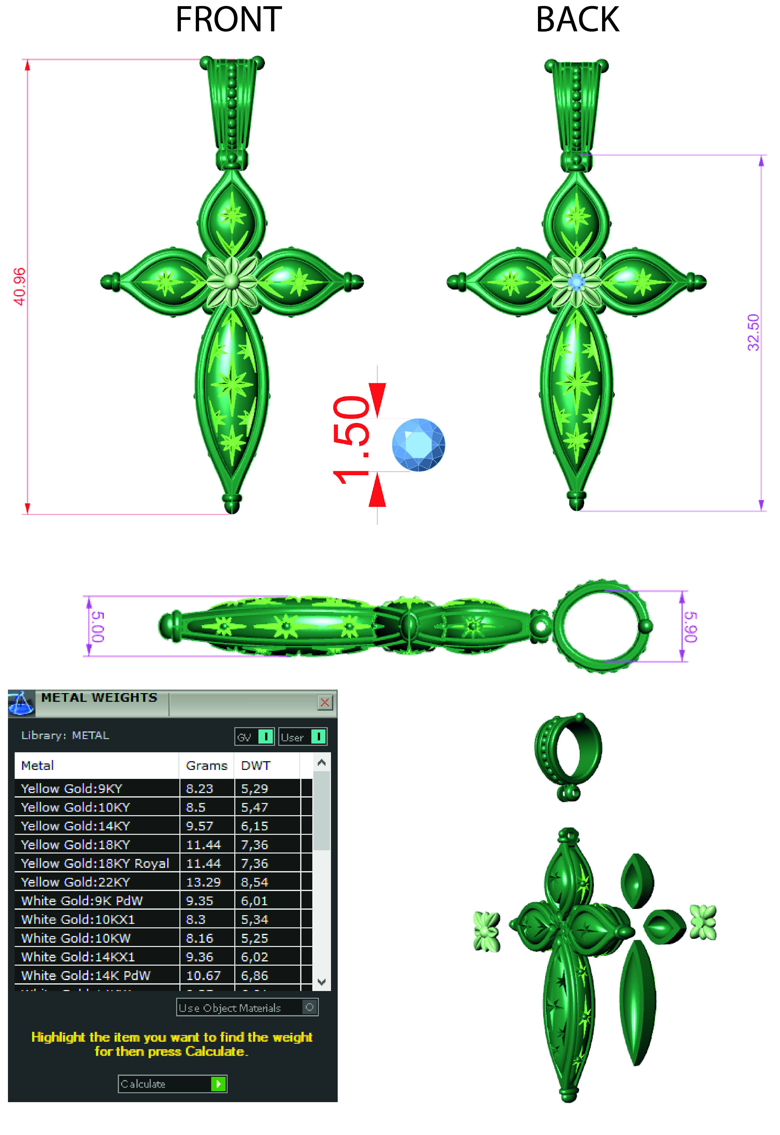 The cross with stars 3D print model_4
