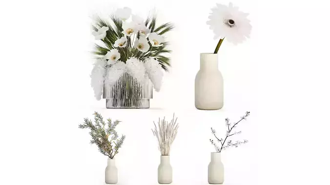 Set bouquets of dried flowers lilac wheat poppy sakura Gerbera 