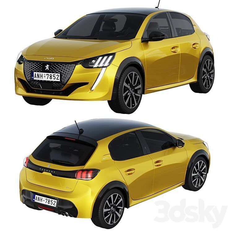 Peugeot 208 2021  Compact Hatchback 3D Model Low-poly 3D model_0