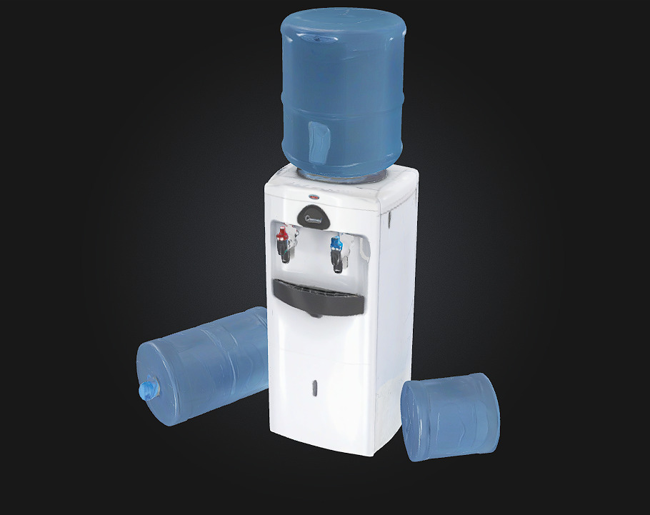 Water Dispenser and Bottles  Practical and Essential for Office 3D model_1