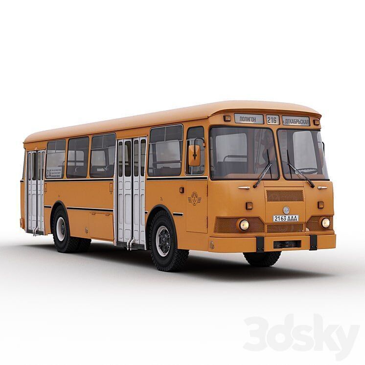 LIAZ 677 Soviet City Bus Classic Public Transport 3D Model Low-poly 3D model_0