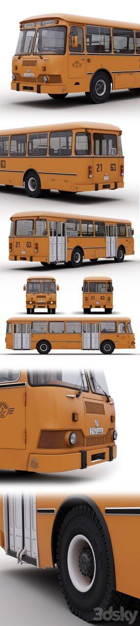 LIAZ 677 Soviet City Bus Classic Public Transport 3D Model Low-poly 3D model_1