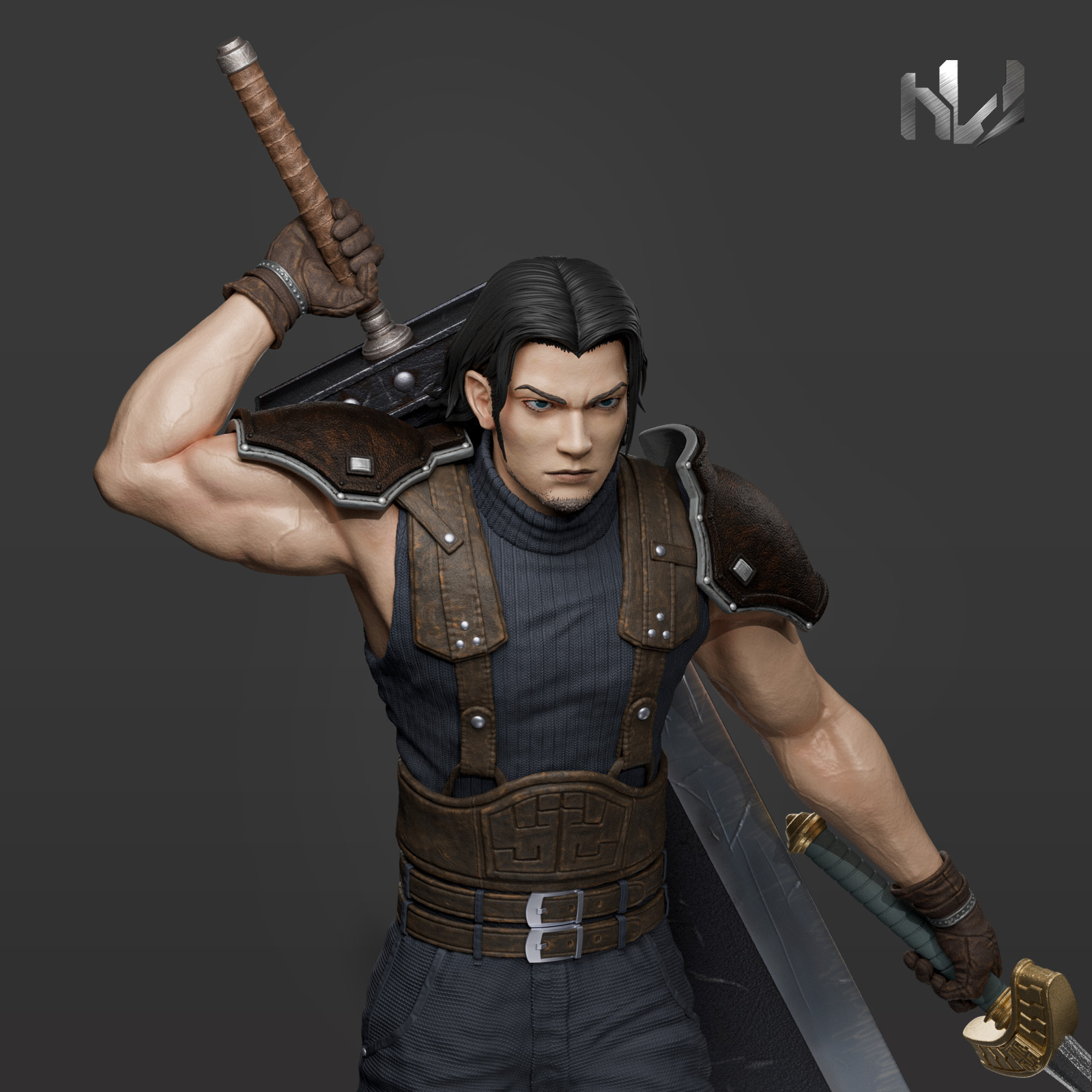 Angeal Hewley STL 3D Model - Crisis Core Reunion Final Fantasy 7 3D print model_5