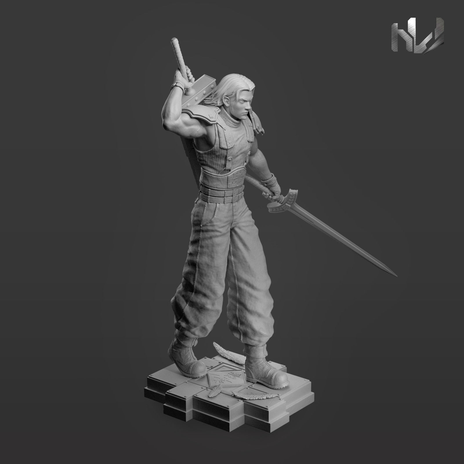 Angeal Hewley STL 3D Model - Crisis Core Reunion Final Fantasy 7 3D print model_8