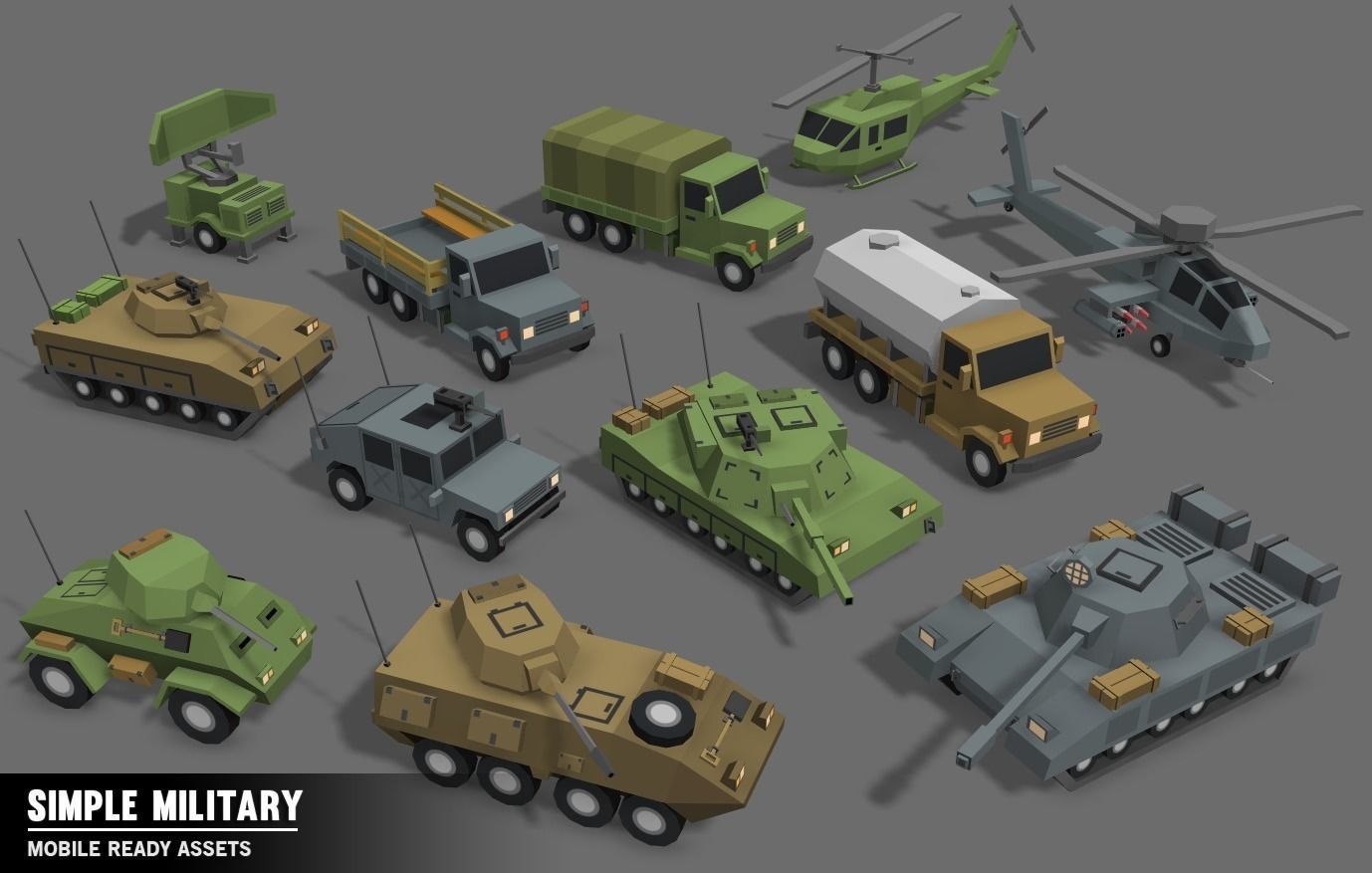 Simple Military - Cartoon Assets Low-poly 3D model_3