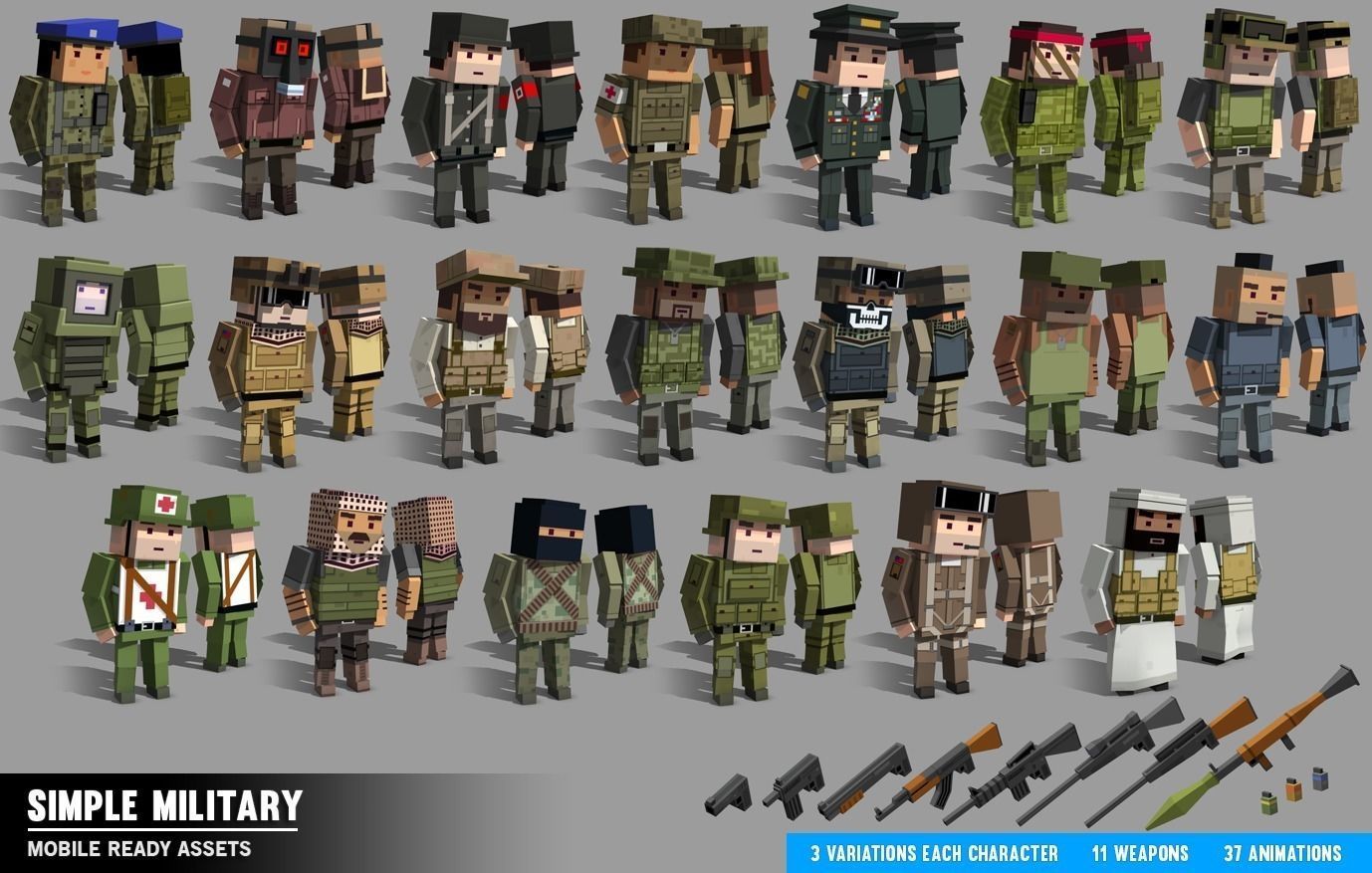 Simple Military - Cartoon Assets Low-poly 3D model_2