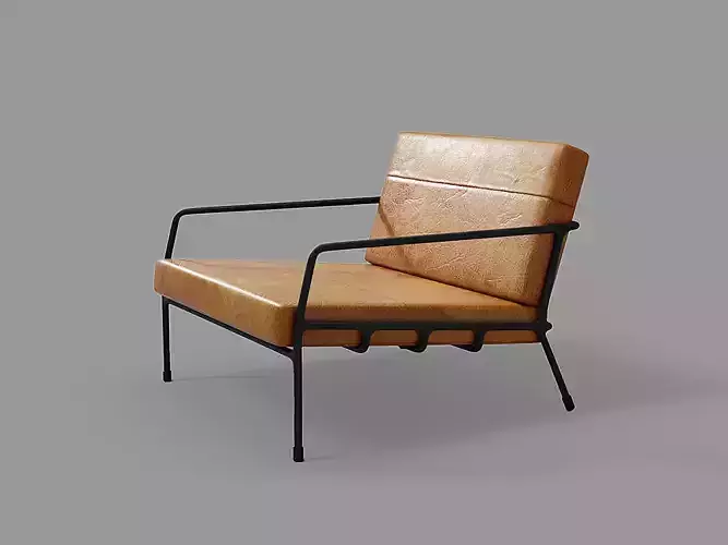 3D model of a retro design leather chair