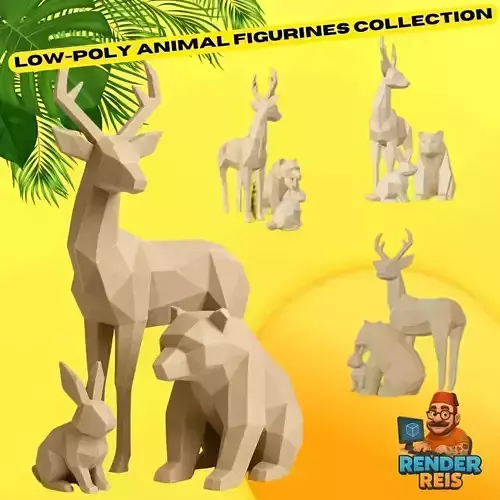 Low Poly Animal Figurines Collection