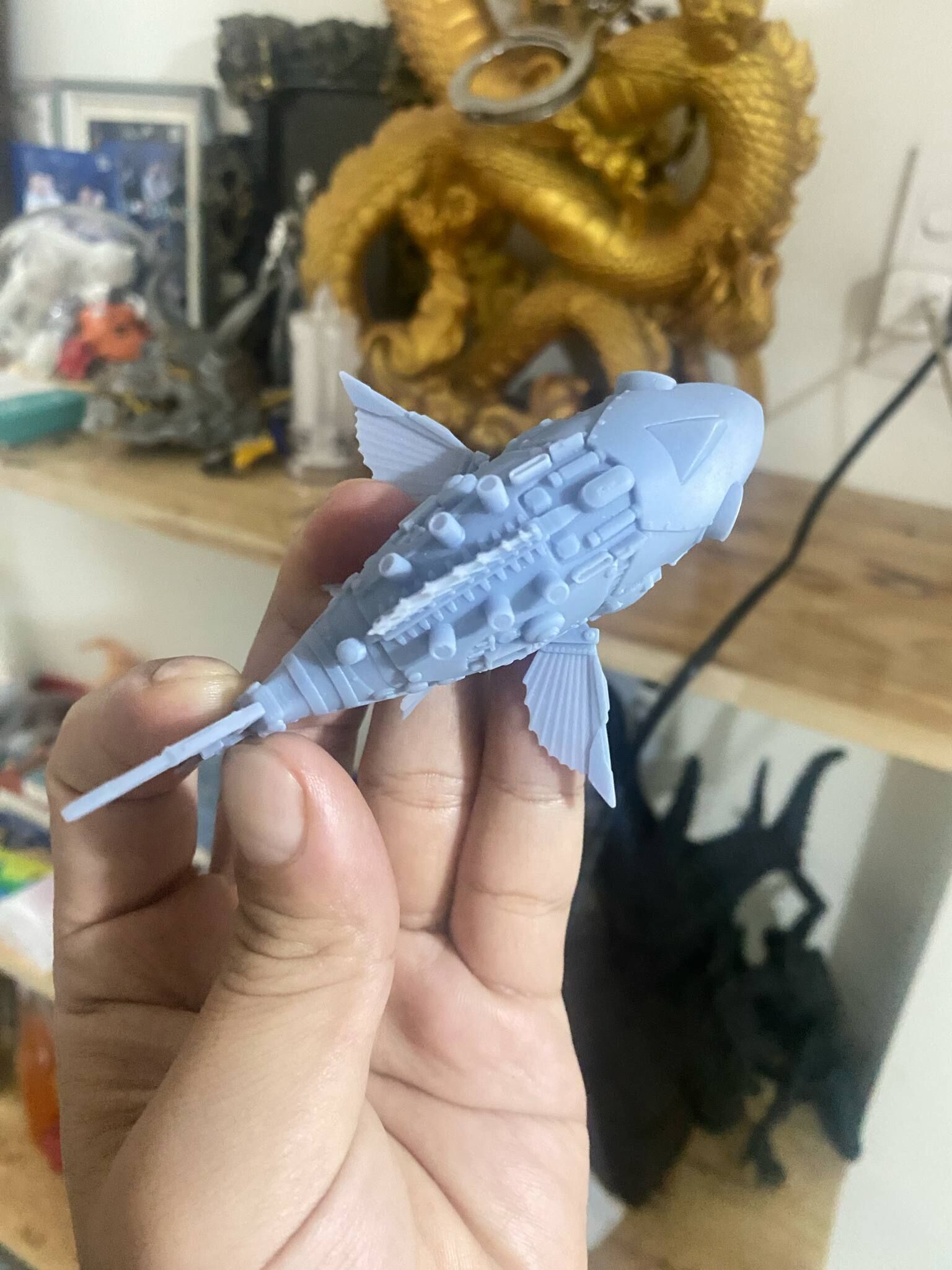 cyberpunk mechanical fish 3D print model_3