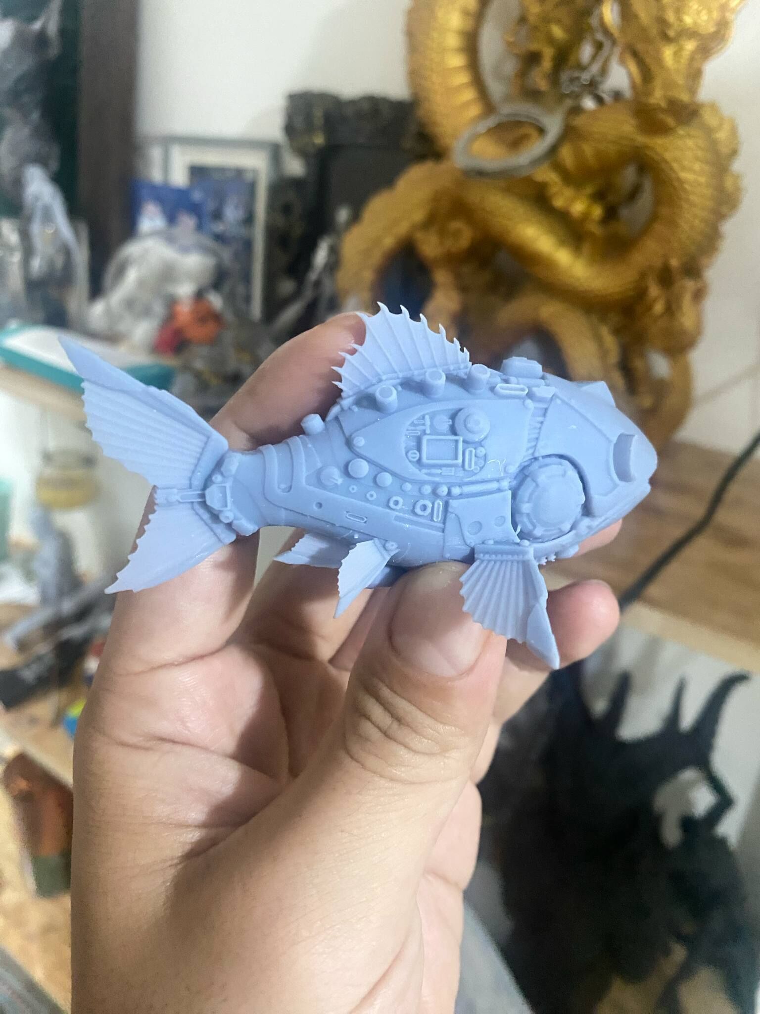 cyberpunk mechanical fish 3D print model_2