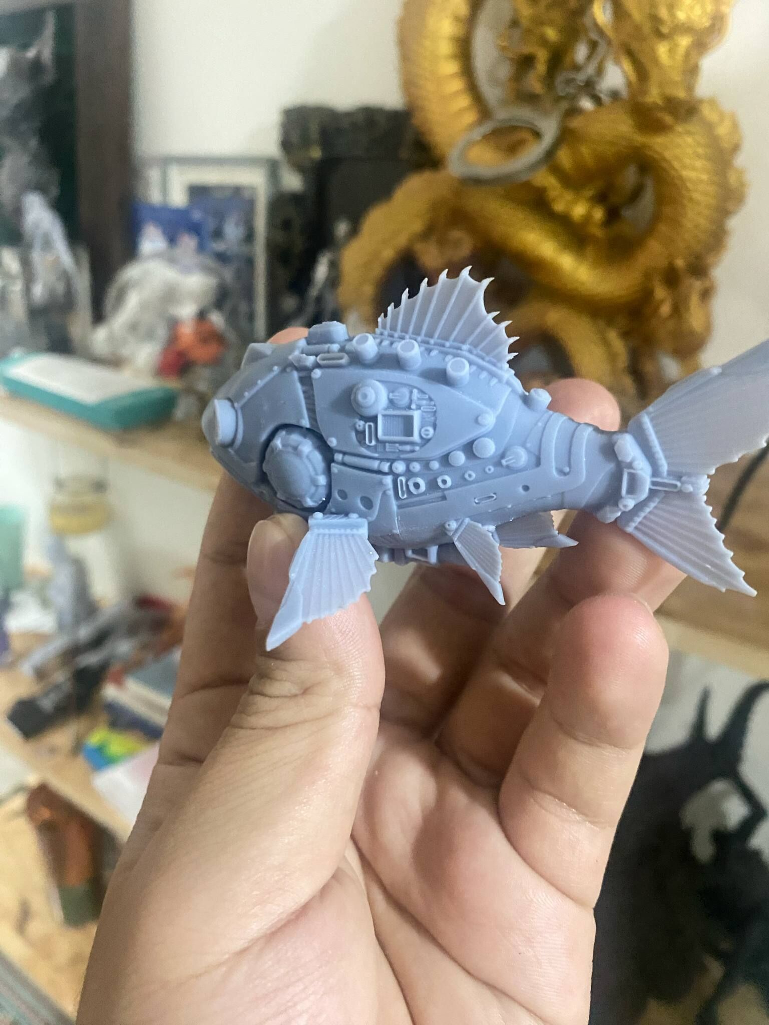 cyberpunk mechanical fish 3D print model_1