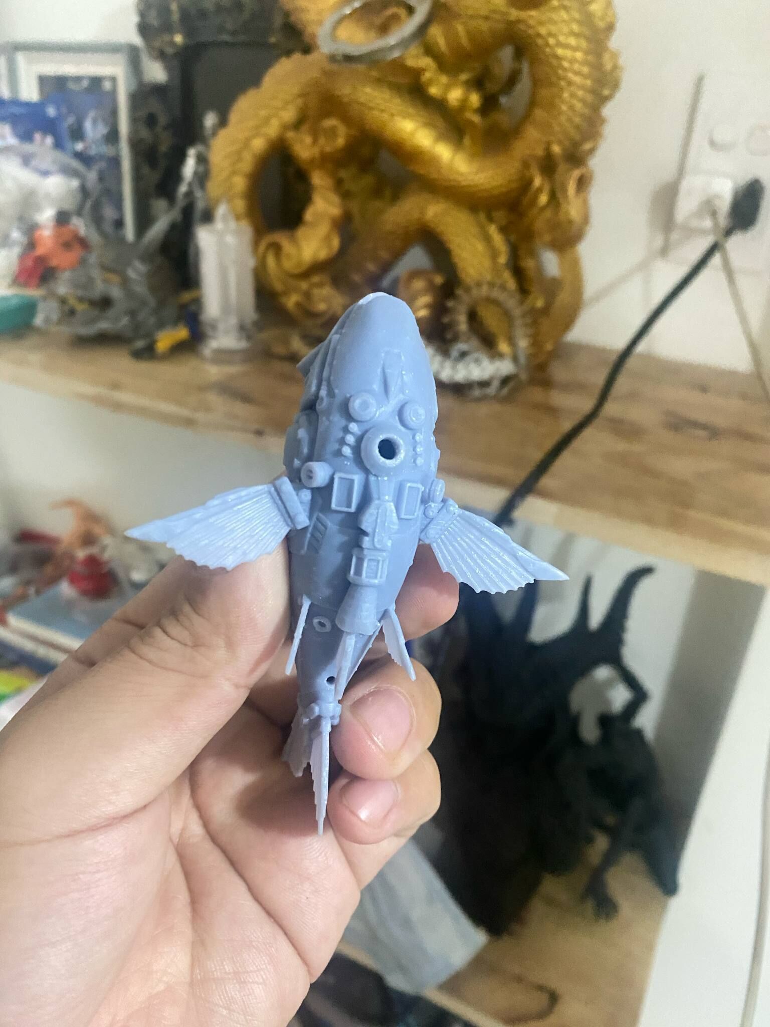 cyberpunk mechanical fish 3D print model_5