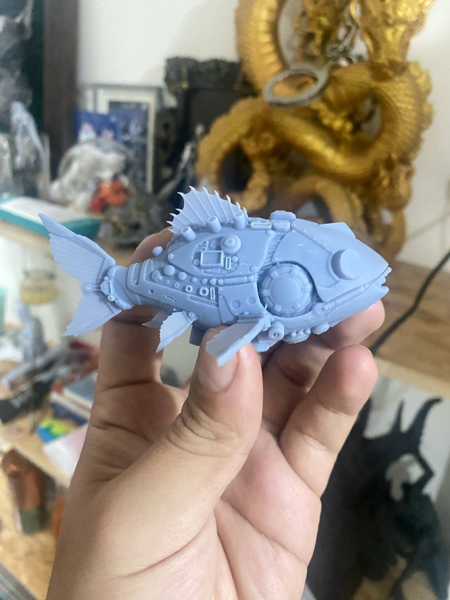 cyberpunk mechanical fish 3D print model_4