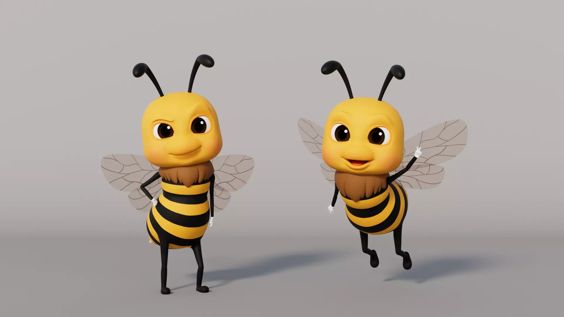 Rigged Cartoon Bee 3D model_0