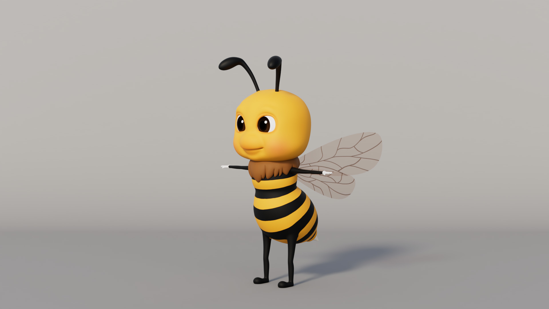 Rigged Cartoon Bee 3D model_2